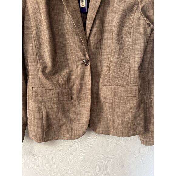 APT 9 Women's Brown Single Button Long Sleeve Lined Blazer with Pockets Size 14 - Picture 3 of 10